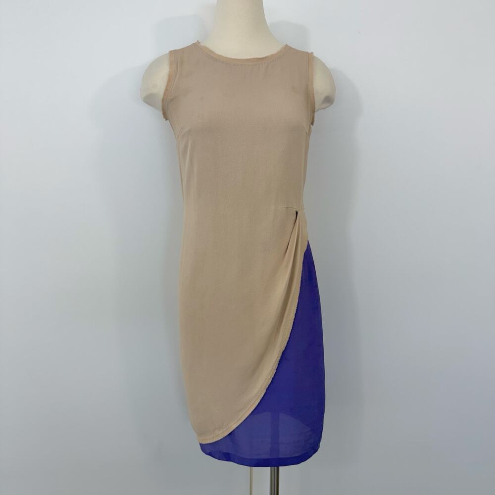 Fendi Silk Sheath Dress Layered Beige/Purple Sleeveless 40 (US XS) - Picture 2 of 12